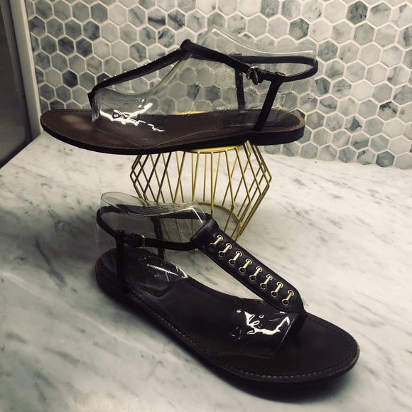 Burberry Sandals-Brown leather with gold details - Picture 1 of 10